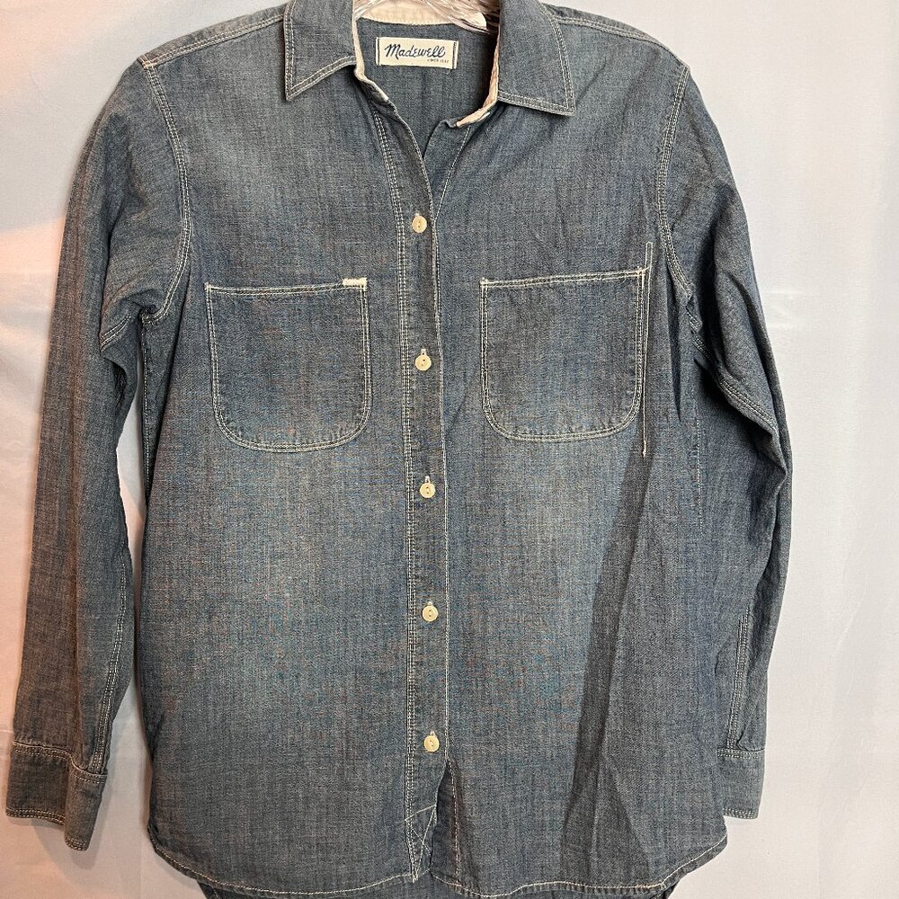 Women's Madewell Button front long sleeve Denim Shirt Size S